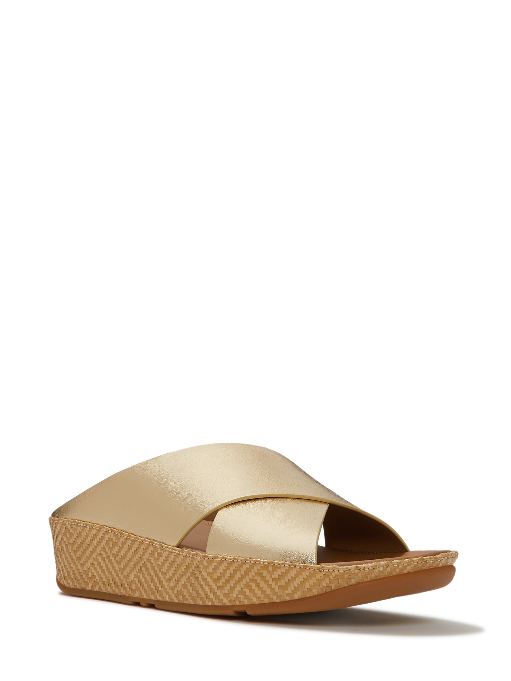 Fitflop Women's Lulu Lux Graphic-Weave Leather Cross-Strap Slide Sandals