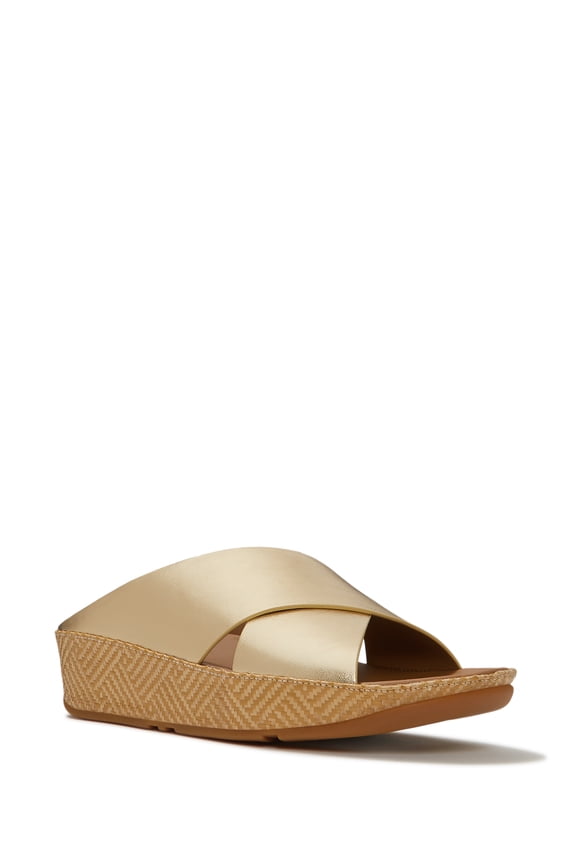 Women's Lulu Lux Graphic-Weave Leather Cross-Strap Slide Sandals
