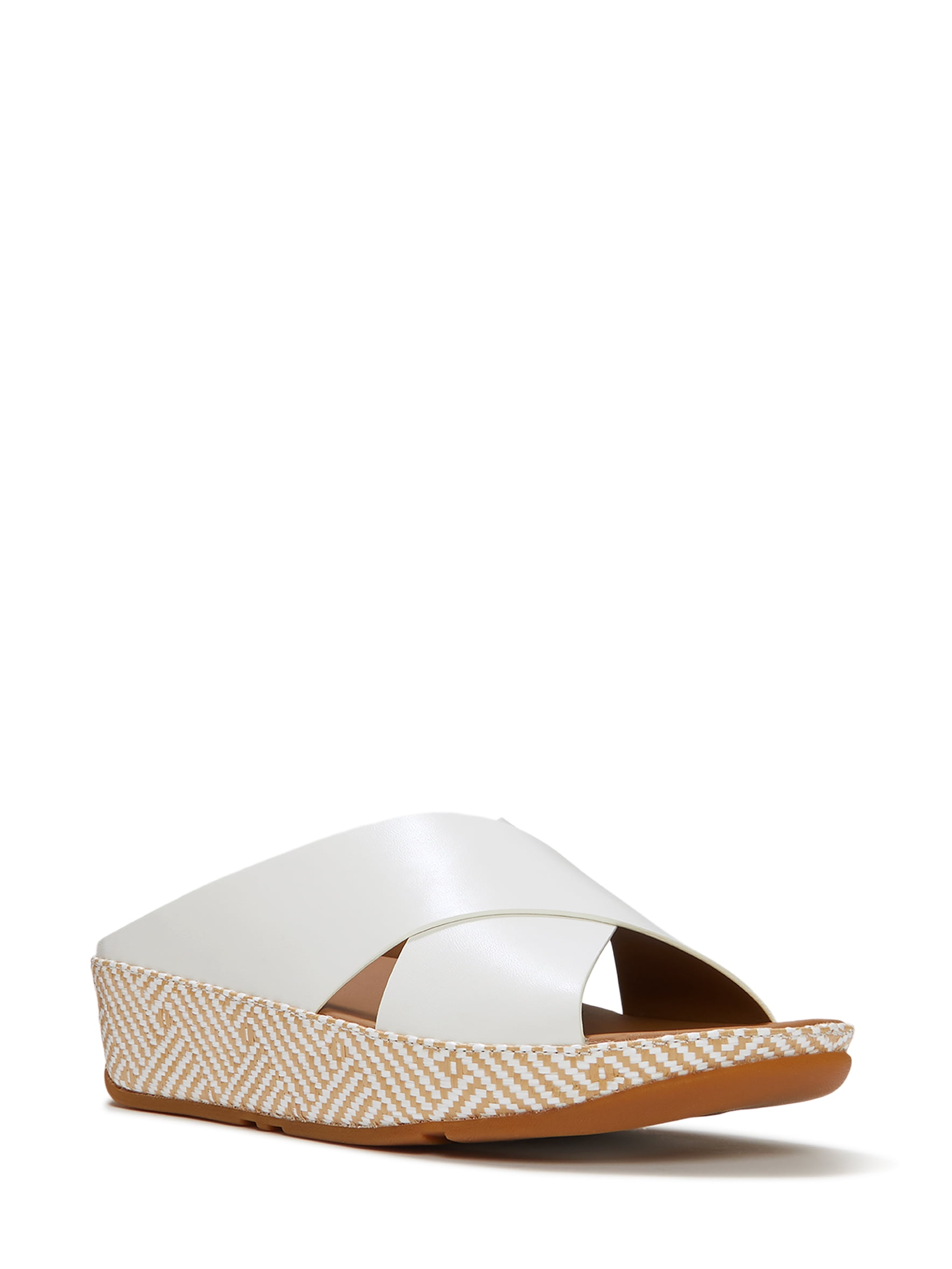 Fitflop Women's Lulu Lux Graphic-Weave Leather Cross-Strap Slide Sandals
