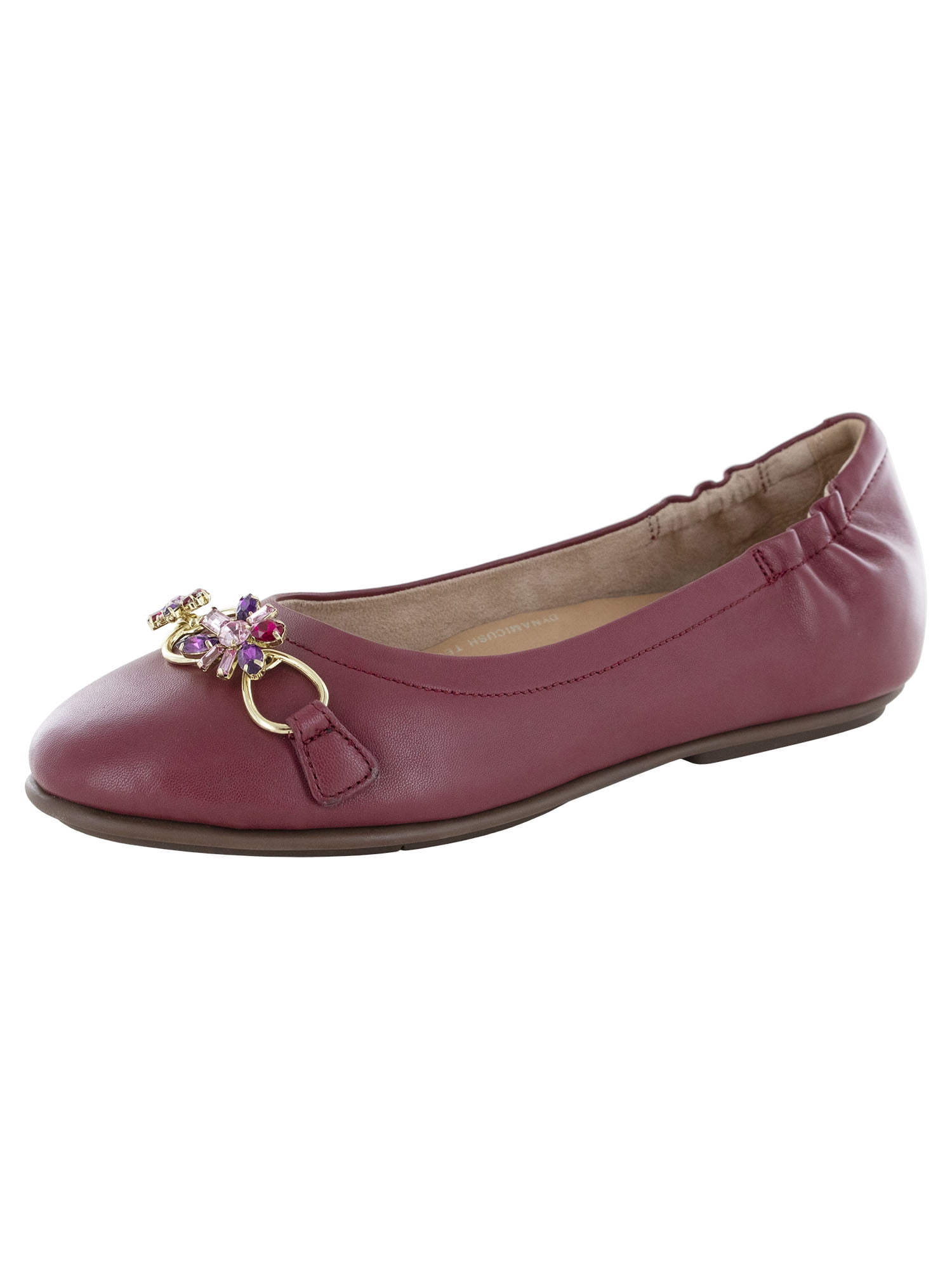 Fitflop Womens Allegro Blossom Leather Ballerina Flats, Dark Red