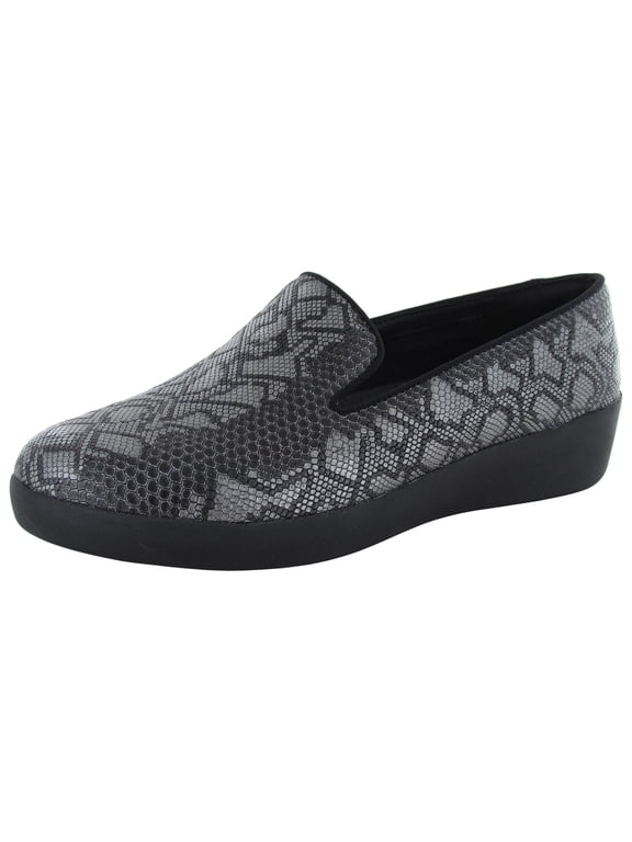 Womens Audrey Python Print Smoking Slipper Shoes, Black, US 6