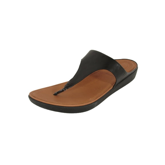 Fitflop Womens Banda II Toe Thong Leather Sandal Shoes, Black, US 5