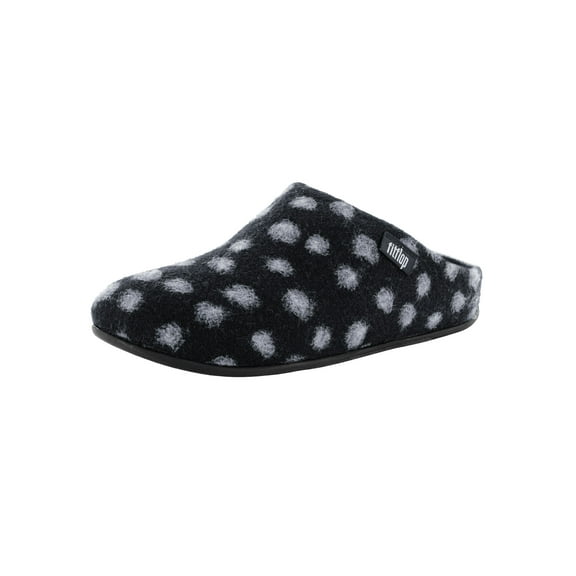 Fitflop Womens Chrissie Dots Wool Slipper Shoes, Charcoal, US 5
