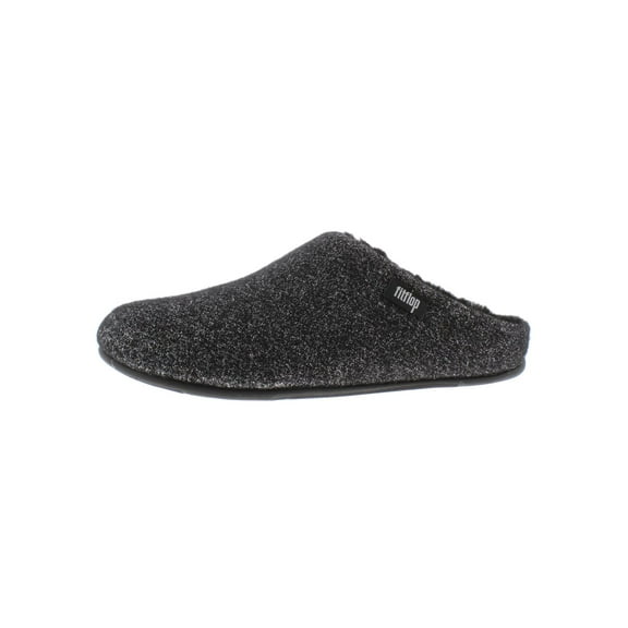 Fitflop Womens Chrissie Glimmerwool Slipper Shoes, Black, US 5