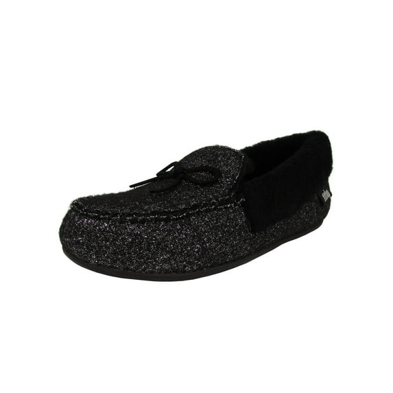 Fitflop Womens Clara Glimmerwool Moccasin Slipper Shoes, Black, US 7