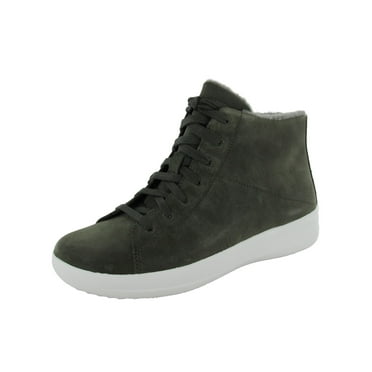 Fitflop Womens F-Sporty High Top Suede Sneaker Shoes, Camouflage Green, US 5