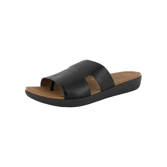 Fitflop Womens H-Bar Leather Slide Sandal Shoes, Black, US 5