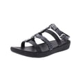 thumbnail image 1 of Fitflop Womens Hoopla Leather Back Strap Sandal Shoes, Black/Snake, US 9, 1 of 3
