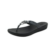 Fitflop Womens Hoopla Leather Toe Post Sandal Shoes, Black/Snake, US 5