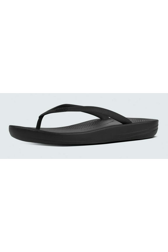 Womens Iqushion Ergonomic Flip Flop, All Black, 10 B(M) US
