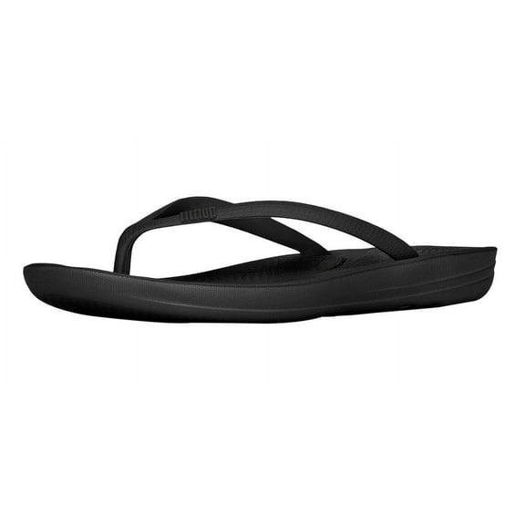 Fitflop Womens Iqushion Ergonomic Flip Flop, All Black, 8  B(M) US
