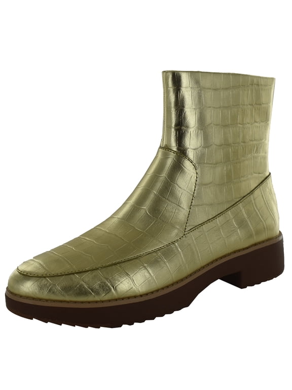 Womens Kinbey Croc Embossed Ankle Boot Shoes, Vintage Gold, US 5