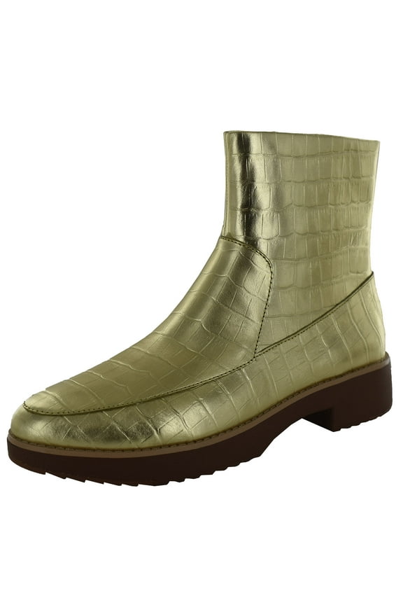 Womens Kinbey Croc Embossed Ankle Boot Shoes, Vintage Gold, US 5