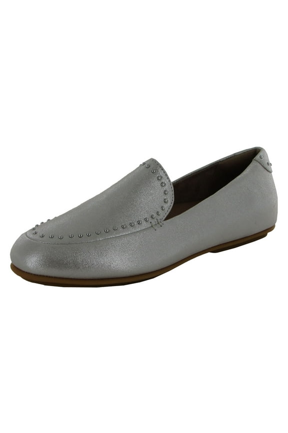 Womens Lena Microstud Suede Loafer Shoes, Silver, US 6