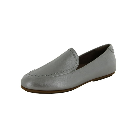Fitflop Womens Lena Microstud Suede Loafer Shoes, Silver, US 8