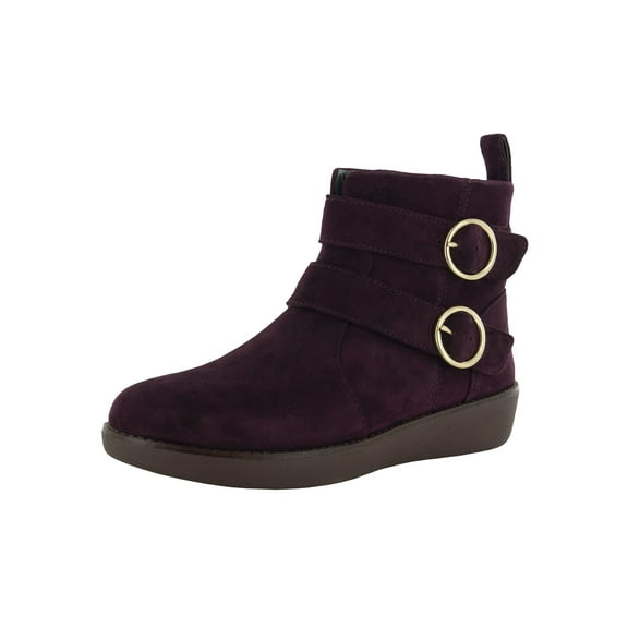Fitflop Womens Oona Buckle Suede Bootie Shoes, Berry, US 5