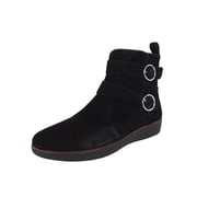 Fitflop Womens Oona Buckle Suede Bootie Shoes, Black, US 5