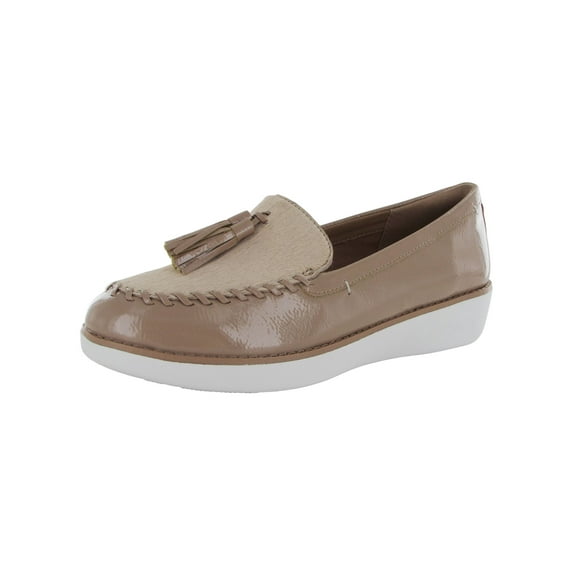 Fitflop Womens Paige Faux Pony Moccasin Loafer Shoes, Taupe, US 8.5