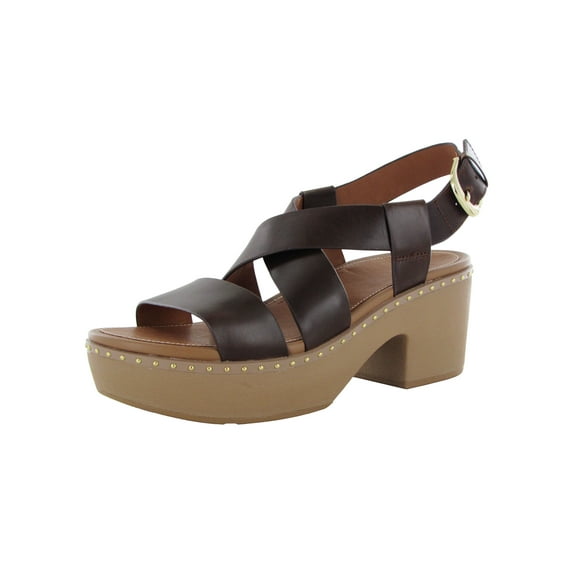 Fitflop Womens Pilar Back Strap Leather Clog Shoes, Chocolate Brown, US 9