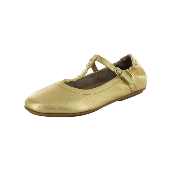 Fitflop Womens Scallop Embellished T-Bar Ballet Flat Shoes, Artisan Gold, US 7