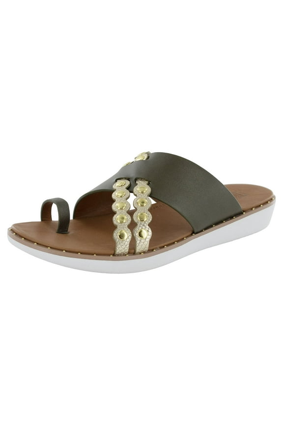 Womens Scallop Embellished Toe Loop Sandals, Avocado, US 5