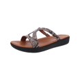 thumbnail image 1 of Fitflop Womens Strata Slide Snake Effect Leather Sandals, Taupe Snake, US 5, 1 of 5