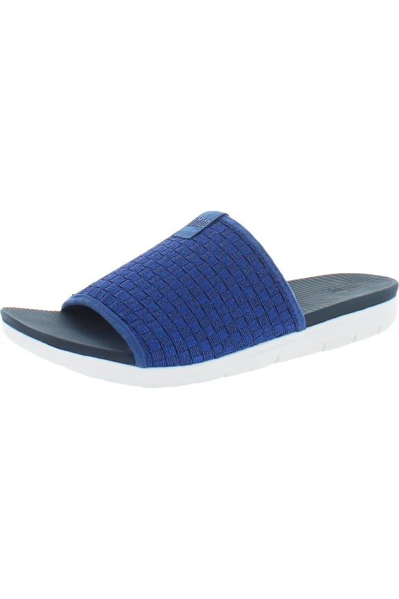 Womens Stripknit Slide Pool Sandal Shoes, Midnight Navy, US 6