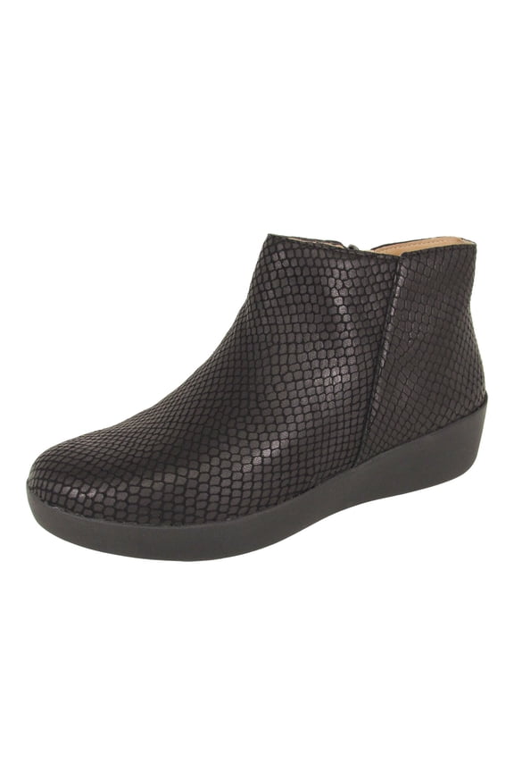 Womens Sumi Snake Embossed Leather Ankle Boot Shoes, Black, US 5