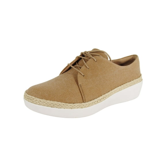 Fitflop Womens Superderby Lace Up Shoes, Beige Shimmer-Denim, US 5