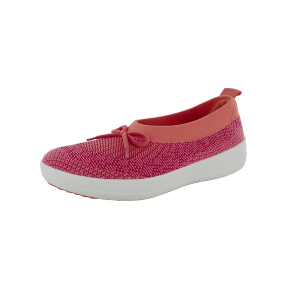 Fitflop Womens Uberknit Ballet Flat With Bow, Coral/Fuchsia, US 5
