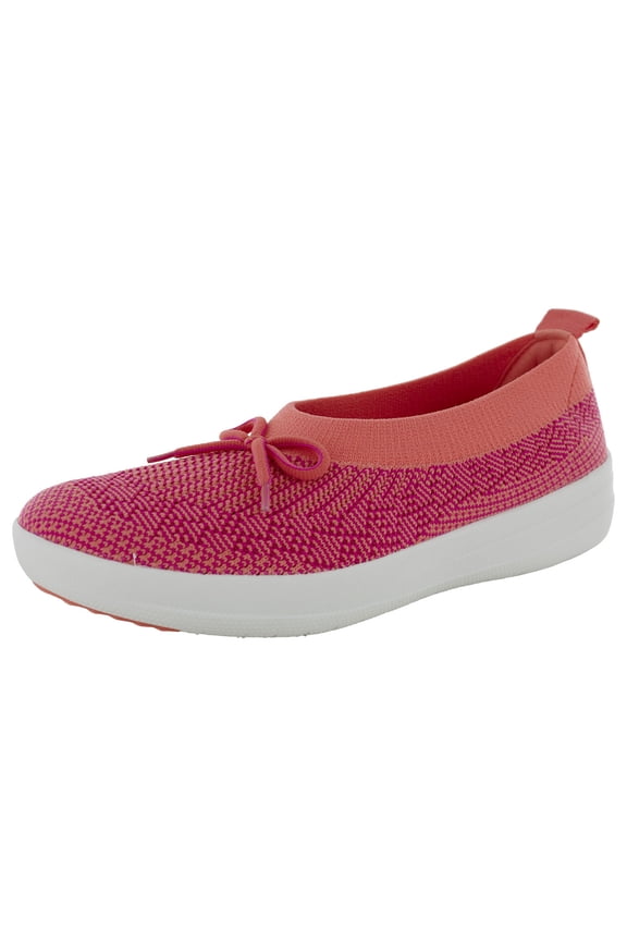 Womens Uberknit Ballet Flat With Bow, Coral/Fuchsia, US 6