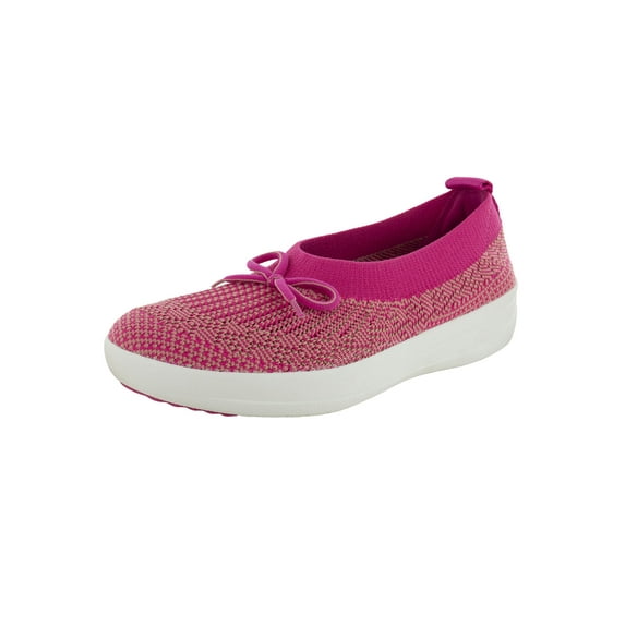 Fitflop Womens Uberknit Ballet Flat With Bow, Fuchsia/Dusky Pink, US 6.5