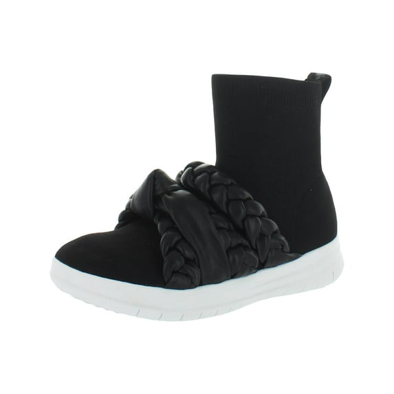 Fitflop Womens Uberknit Braid Faux Trim High Top Sneakers Black 9 Medium (B,M)