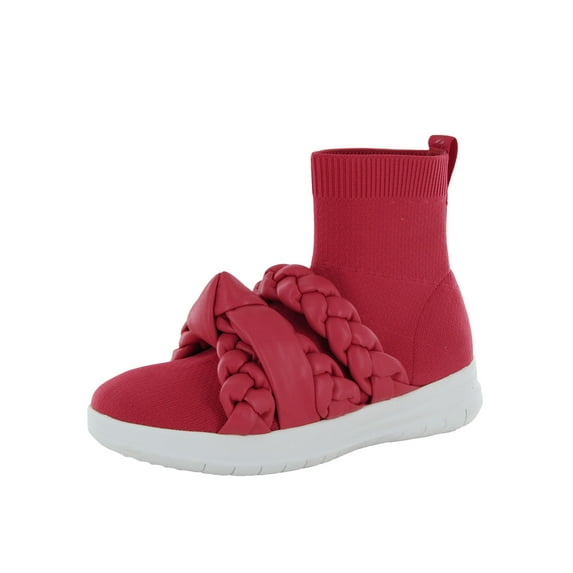 Fitflop Womens Uberknit Braid Sock Boot Sneaker Shoes, Passion Red, US 6