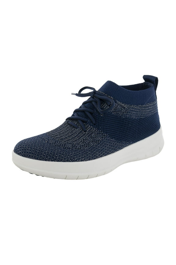 Fitflop Womens Uberknit Slip On High Top Sneakers, Midnight Navy/Pewter, US 5.5