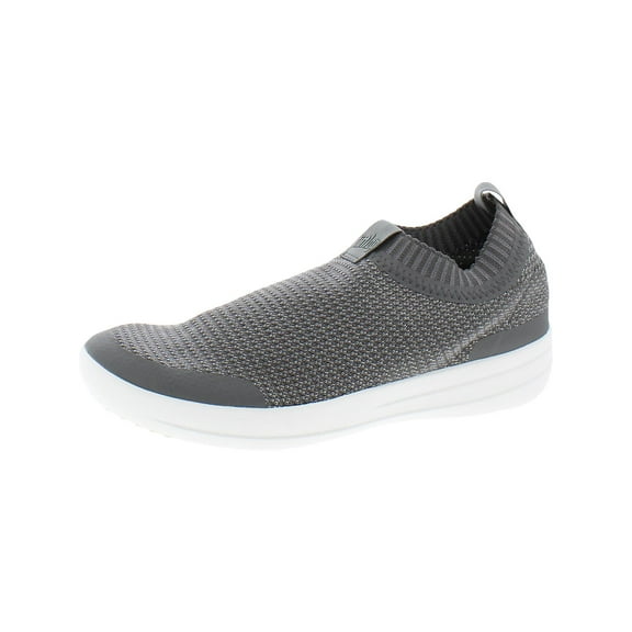 Fitflop Womens Uberknit Slip On Metallic Weave Sneaker, Charcoal/Pewter, US 5
