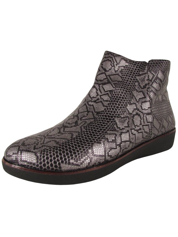 Womens Ziggy Zip Python Print Boot Shoes, Black, US 5