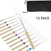 Fitfort Marshmallow Roasting Sticks Smores Skewers Telescoping Extendable Camping Campfire Fire Pit Kit Hot Dog Fork Accessories 32 inch 13 Pcs