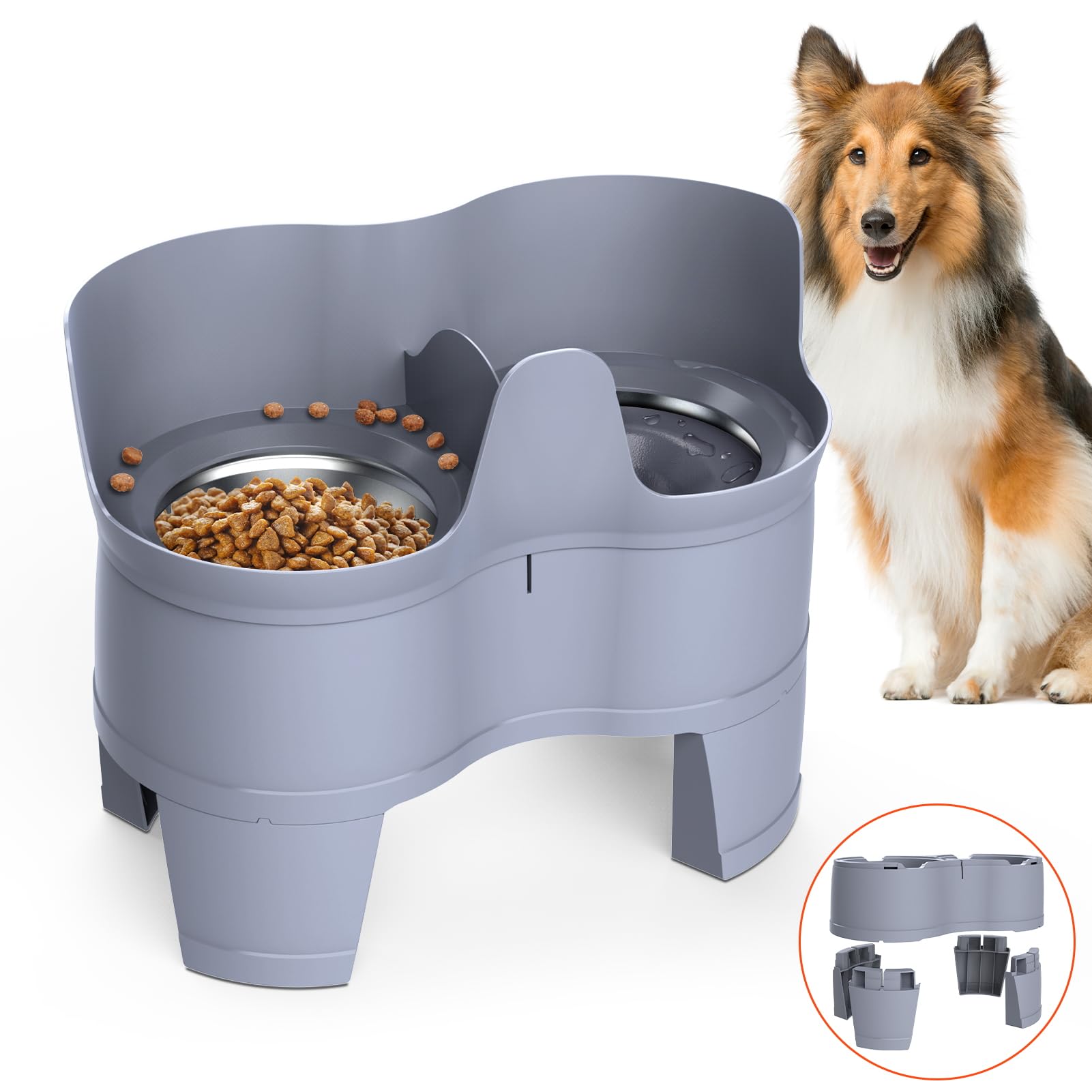 Fithome Elevated Dog Bowls, AIF4 No Spill Water Bowls for Dogs