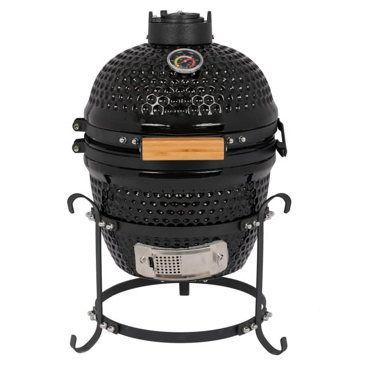 Fithood 13in Round Ceramic Charcoal Grill Black