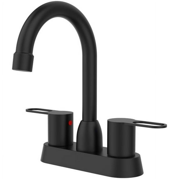 Fithood 2 Handles Bathroom Sink Faucet, Matt Black Centerset RV Bathroom Faucets for 3 Hole