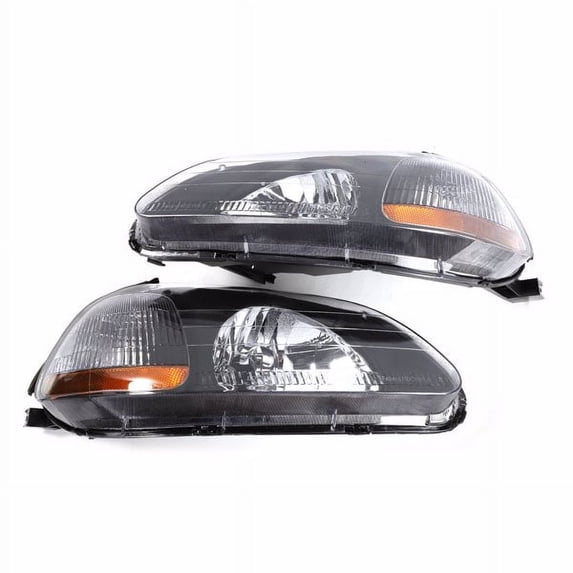 Fithood 2pcs Front Left Right Headlights for Hondaf Civic 1996-1998 2/3/4dr Models Only Black