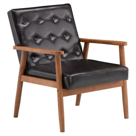 Fithood (75 x 69 x 84)cm Retro Modern Wooden Single Chair,Brown PU