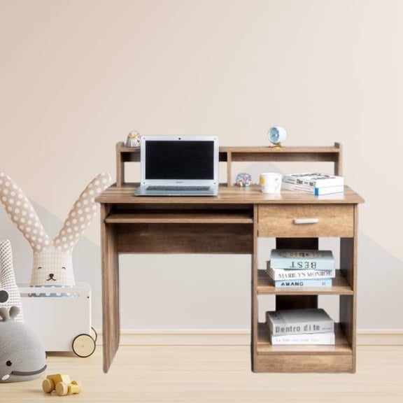 Fithood Brown particleboard 110*50*95cm one-draw two-layer computer desk