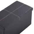 thumbnail image 1 of Fithood FCH 76*38*38cm Glossy With Lines PVC MDF Foldable Storage Footstool Black, 1 of 5