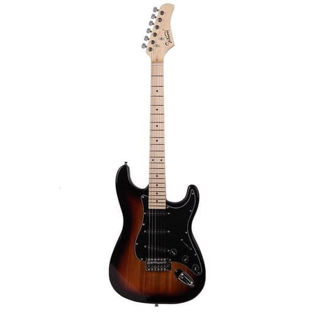 Fithood Glarry GST Stylish Electric Guitar Kit with Black Pickguard Sunset Color
