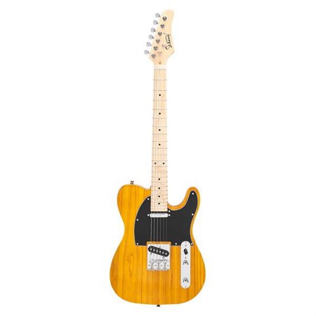 Fithood Glarry GTL Maple Fingerboard Electric Guitar Bag Strap Plectrum Connecting Wire Spanner Tool Transparent Yellow