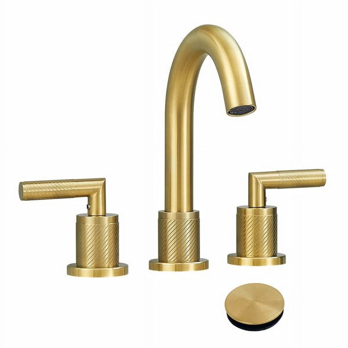 Brushed Gold Stainless Steel Double Handle Bathroom Faucet