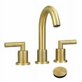 thumbnail image 1 of Fithood Gold Bathroom Faucet 2 Handle 8 Inch Bathroom Sink Faucets Stainless Steel 3 Hole Widespread with Pop Up Drain and Water Supply Hoses, Brushed Gold, 1 of 5