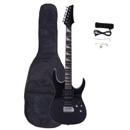 Fithood Novice Entry Level 170 Electric Guitar HSH Pickup Bag Strap Paddle Rocker Cable Wrench Tool Black